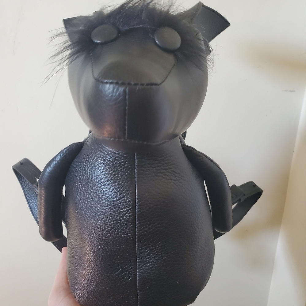 Kendall & Kylie Normie Leather Plush Faux Fur Trimmed Backpack Rare